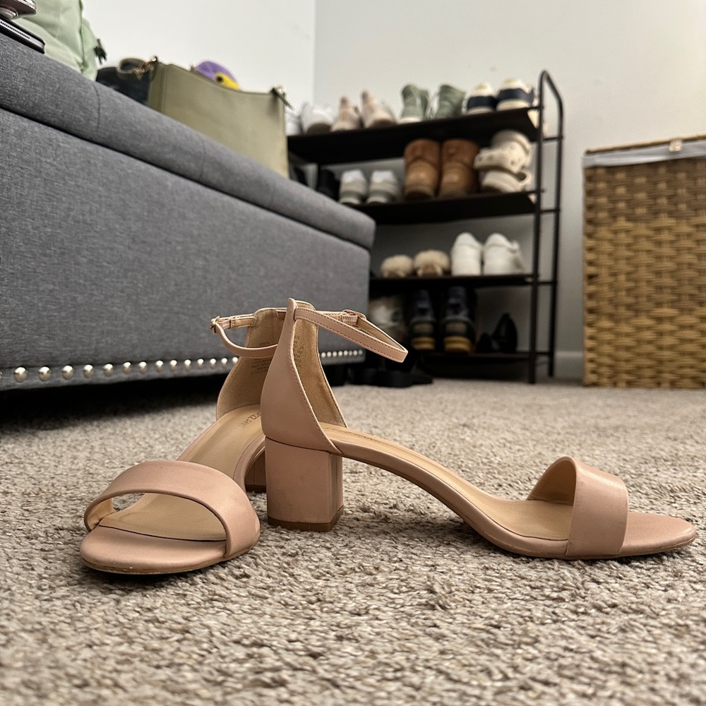 Elegant Nude Block Heel Sandals